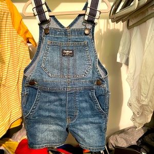 2T OSH KOSH BOY/GIRL OVERALLS. RED & DENIM